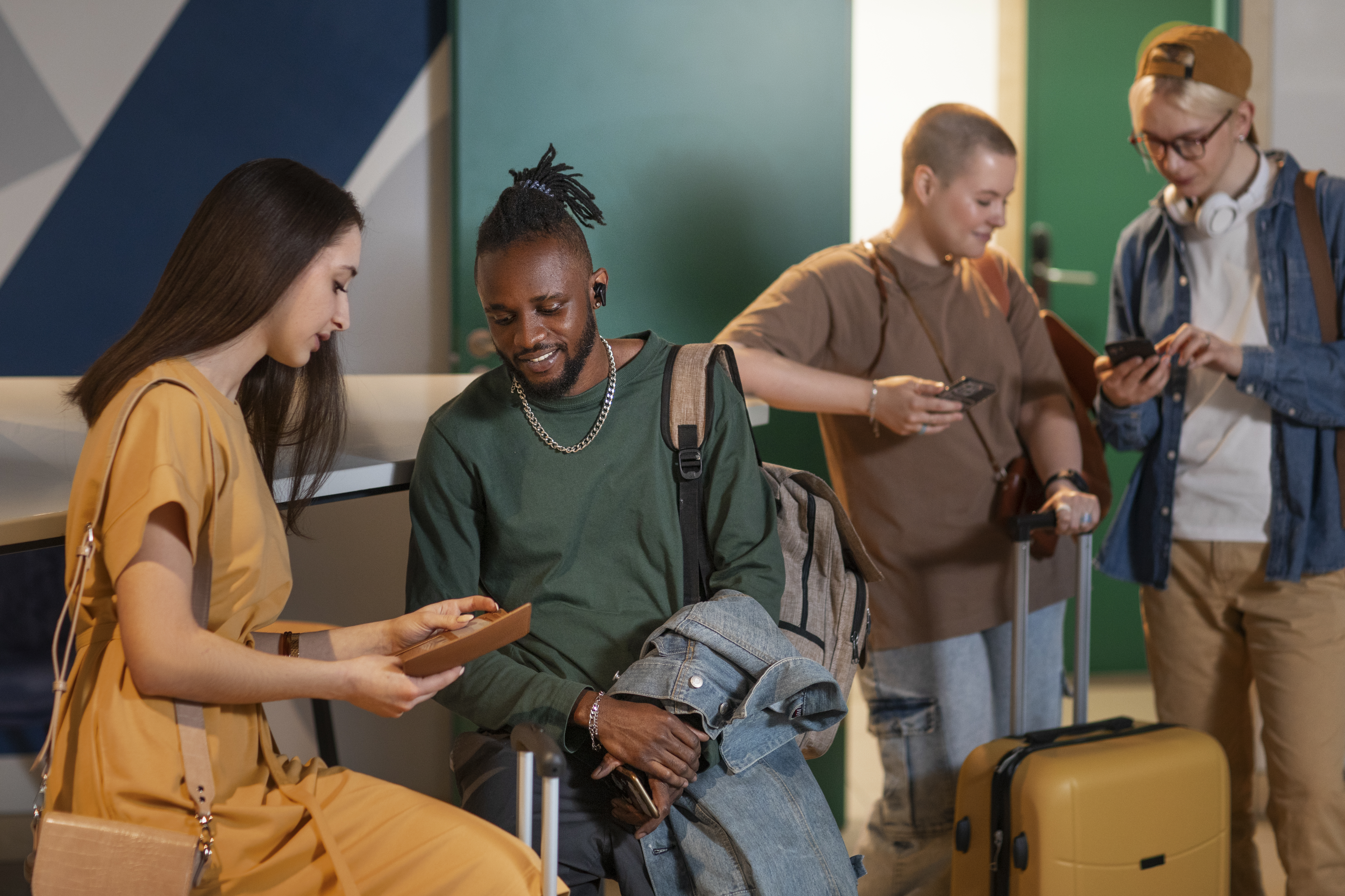 Voyageurs a l'aeroport